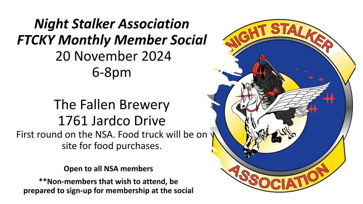 UPDATED DATE: NSA Monthly Social Wednesday FTCKY