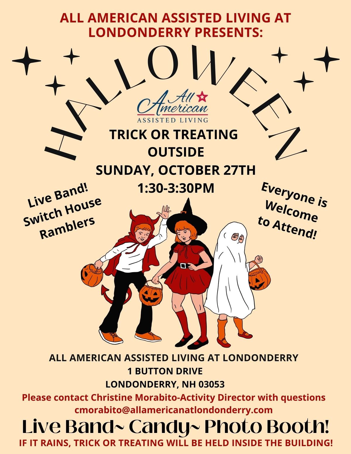 Trick or Treating at All American! Family, Friends, and Community Members are welcome to attend!