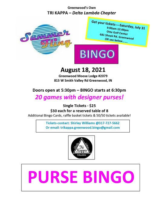 Tri Kappa Purse BINGO