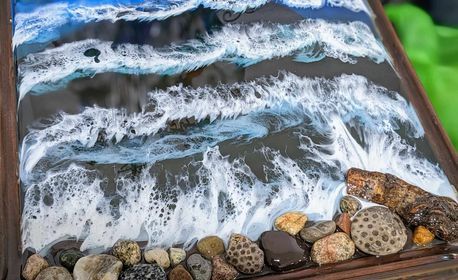 3D Resin Beach on a Wooden Tray Class - Saturday, April 20th @ 2pm