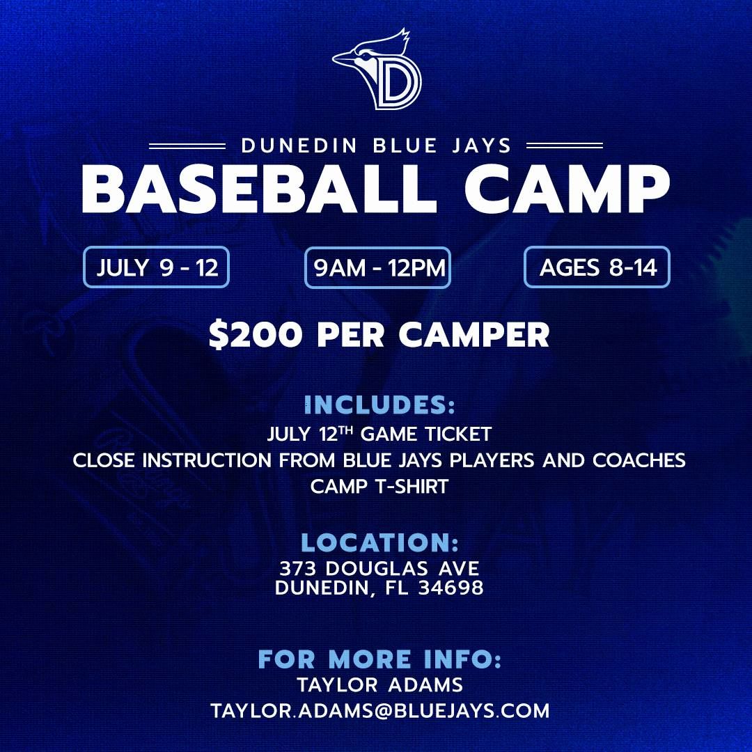 Dunedin Blue Jays Baseball Camp July 9th-12th