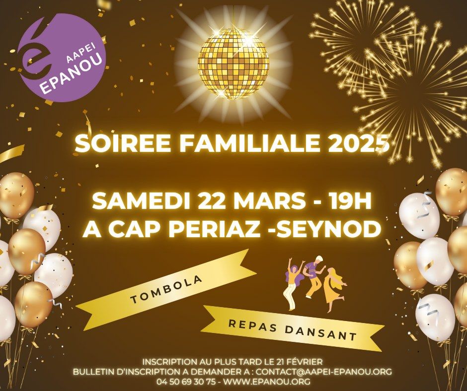 Soir\u00e9e familiale - 22 mars 2025 - salle Cap P\u00e9riaz