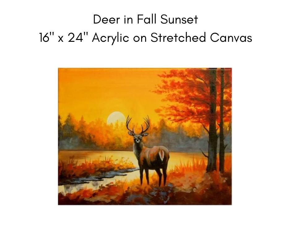 Deer in Fall Sunset Sit and Paint at Nature's Nook