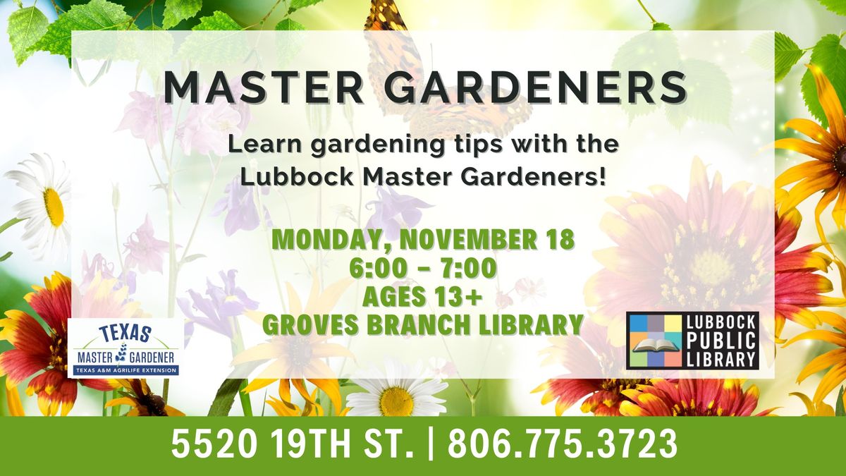 Master Gardeners at Groves Branch Library