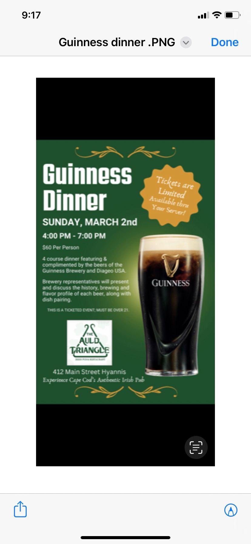 Guinness Dinner 