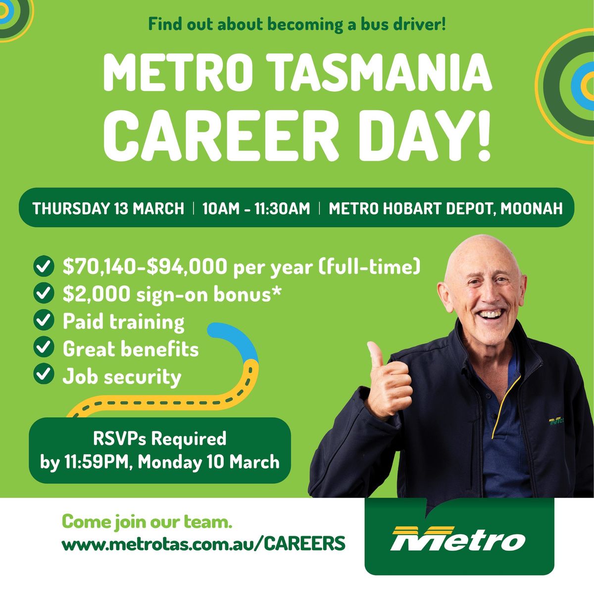 Metro Tasmania Career Day - register now to join!