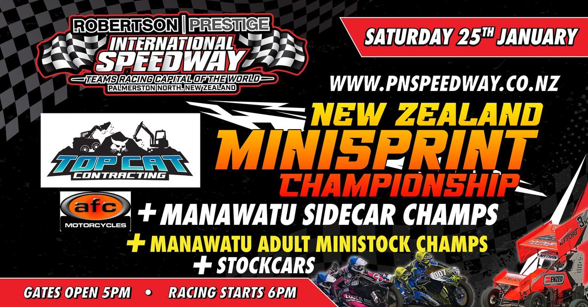 NZ Minisprint Champs + Manawatu Sidecar & Adult Ministock Champs