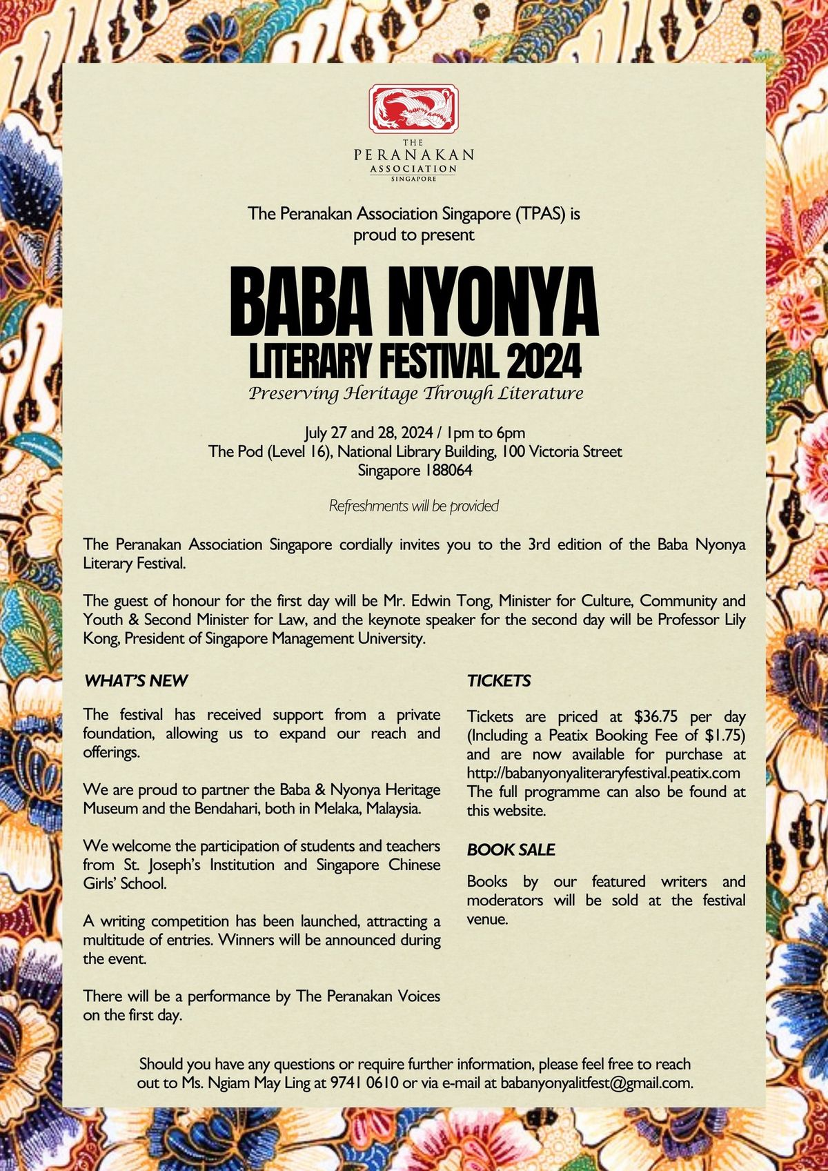 Baba Nyonya Literary Festival 2024