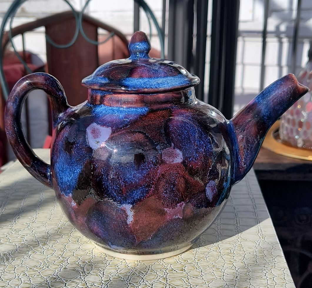 Ceramic Glaze Technique: Glaze Magic on Stoneware Teapot