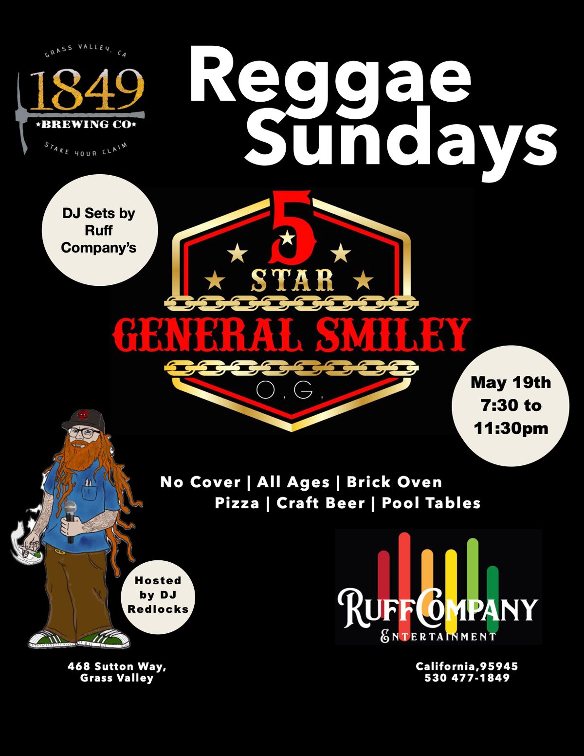 Reggae Sundays with the Original General Smiley One Love Jamdown at 1849 Brewing Co.