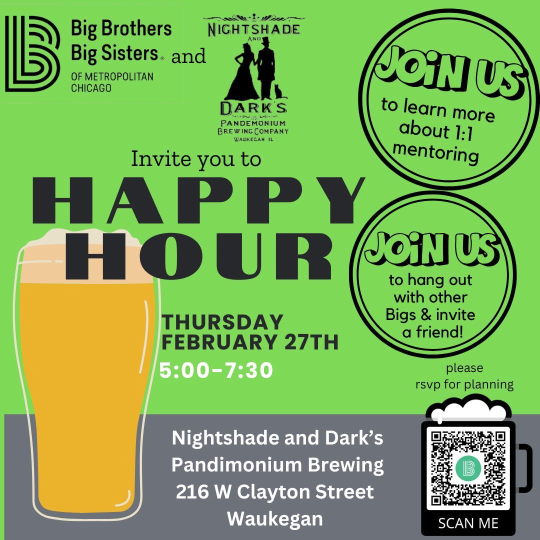 BBBS Happy Hour at Nightshade And Dark's Pandemonium Brewing