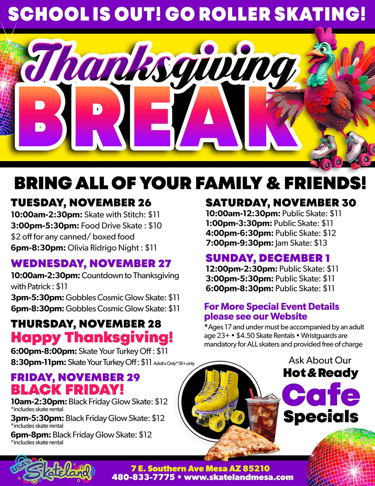 Thanksgiving Break School out From Nov. 26th- Dec. 1st