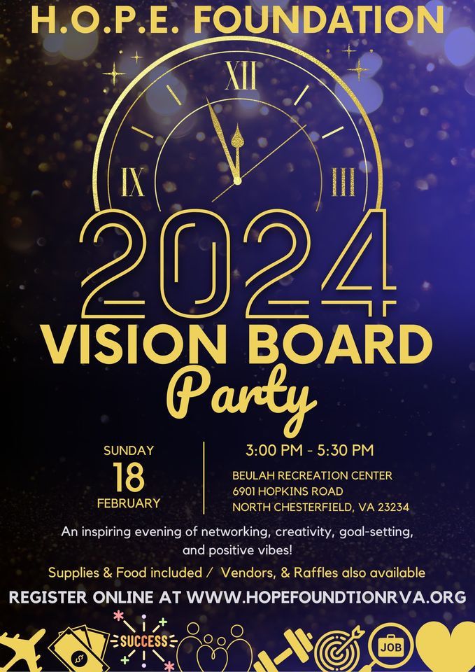 H.O.P.E. Foundation Vision Board Fundraising Party 2024, Beulah Recreation,  Chesterfield, 18 February 2024