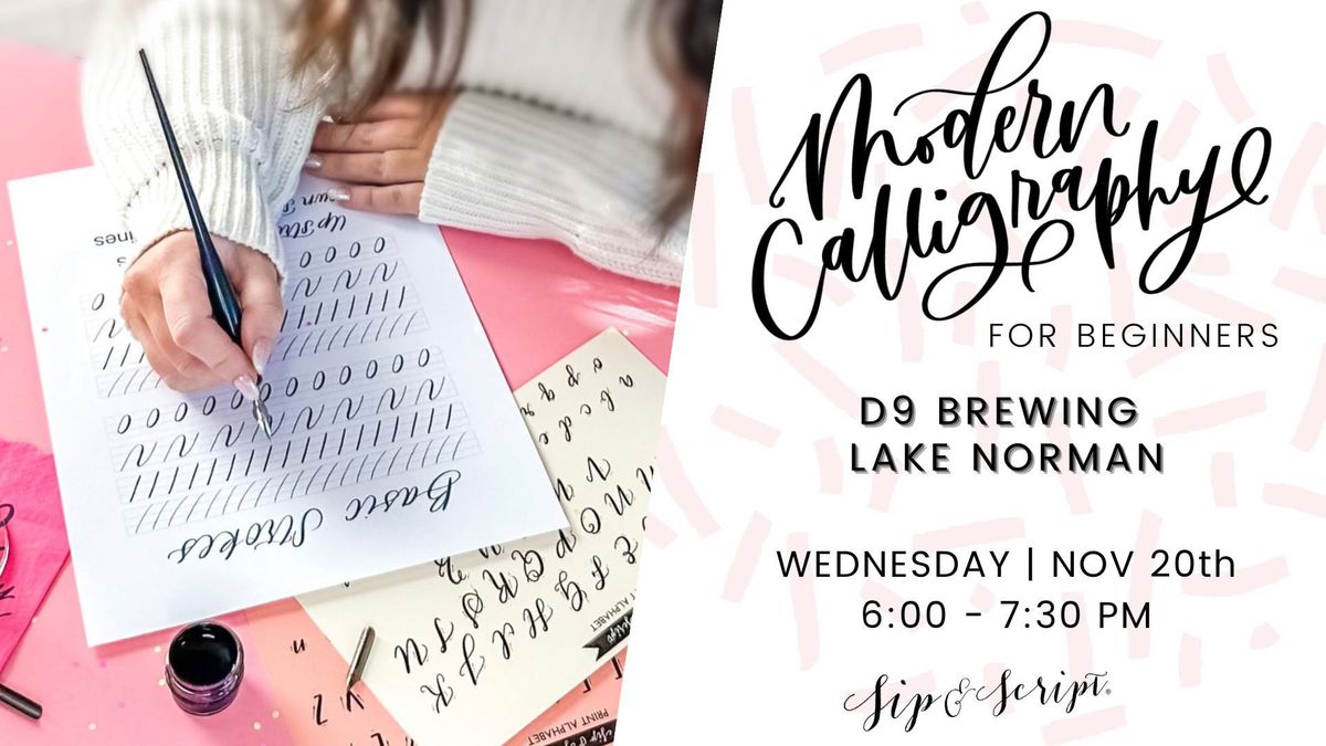 Modern Calligraphy and Holiday Place Card Lettering for Beginners at D9 Brewing