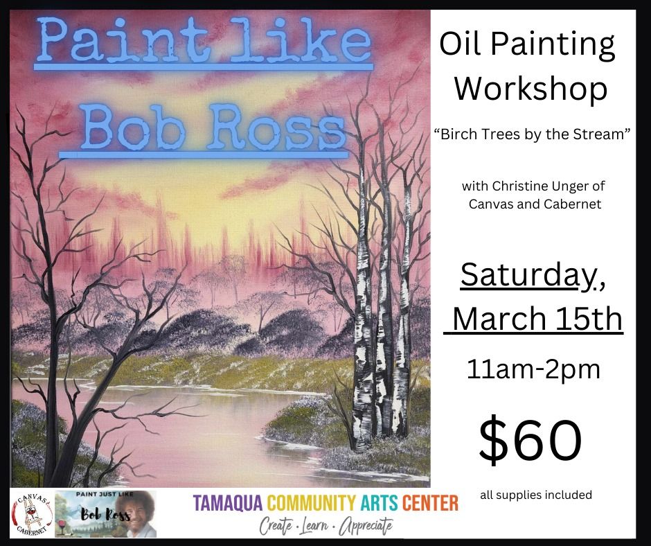 Paint like Bob Ross- Birch Trees by the Stream