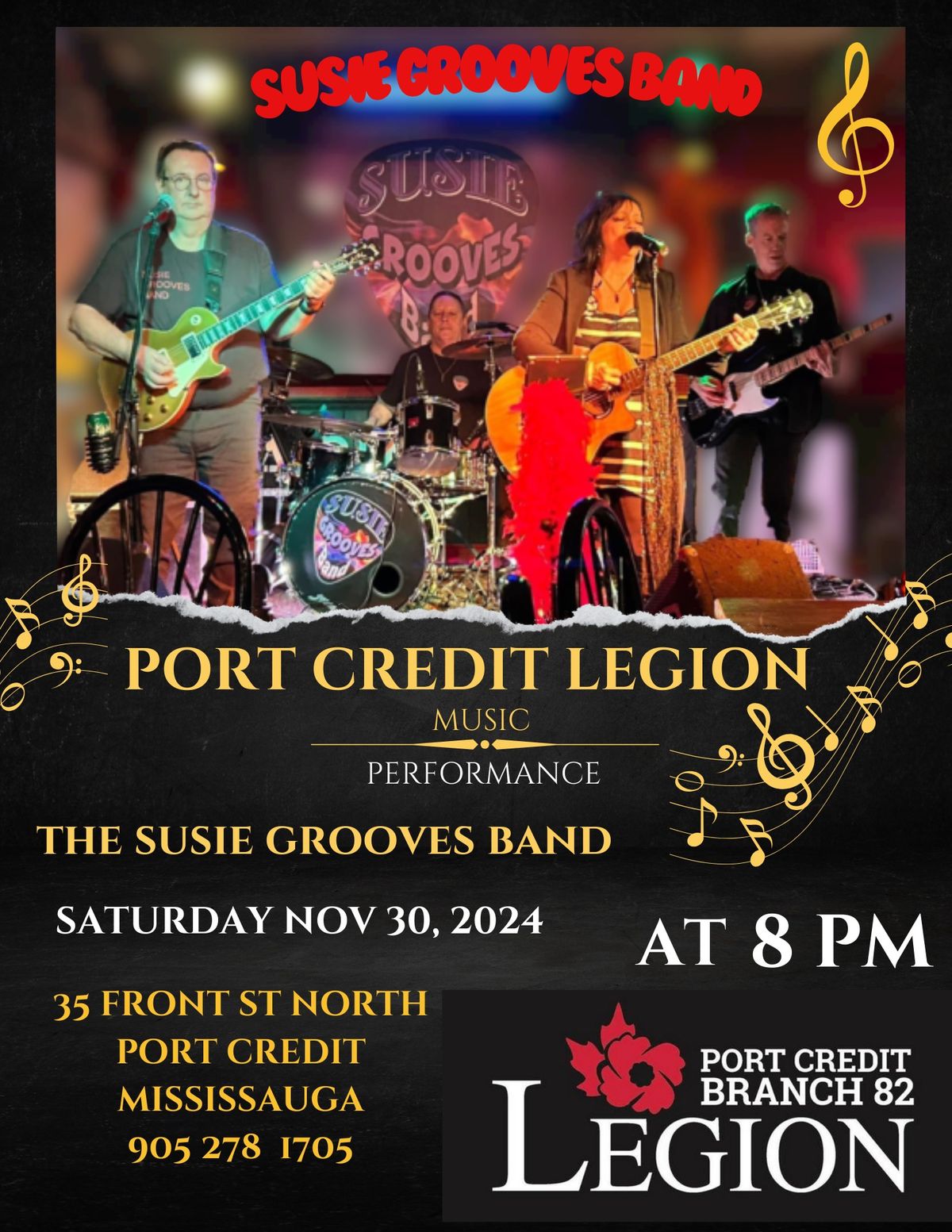 END OF NOVEMBER Port Credit Legion Music with THE SUSIE GROOVES BAND