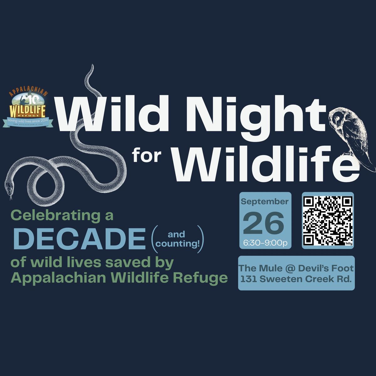 Wild Night for Wildlife\u2014 Celebrating 10 Years of Appalachian Wildlife Refuge!