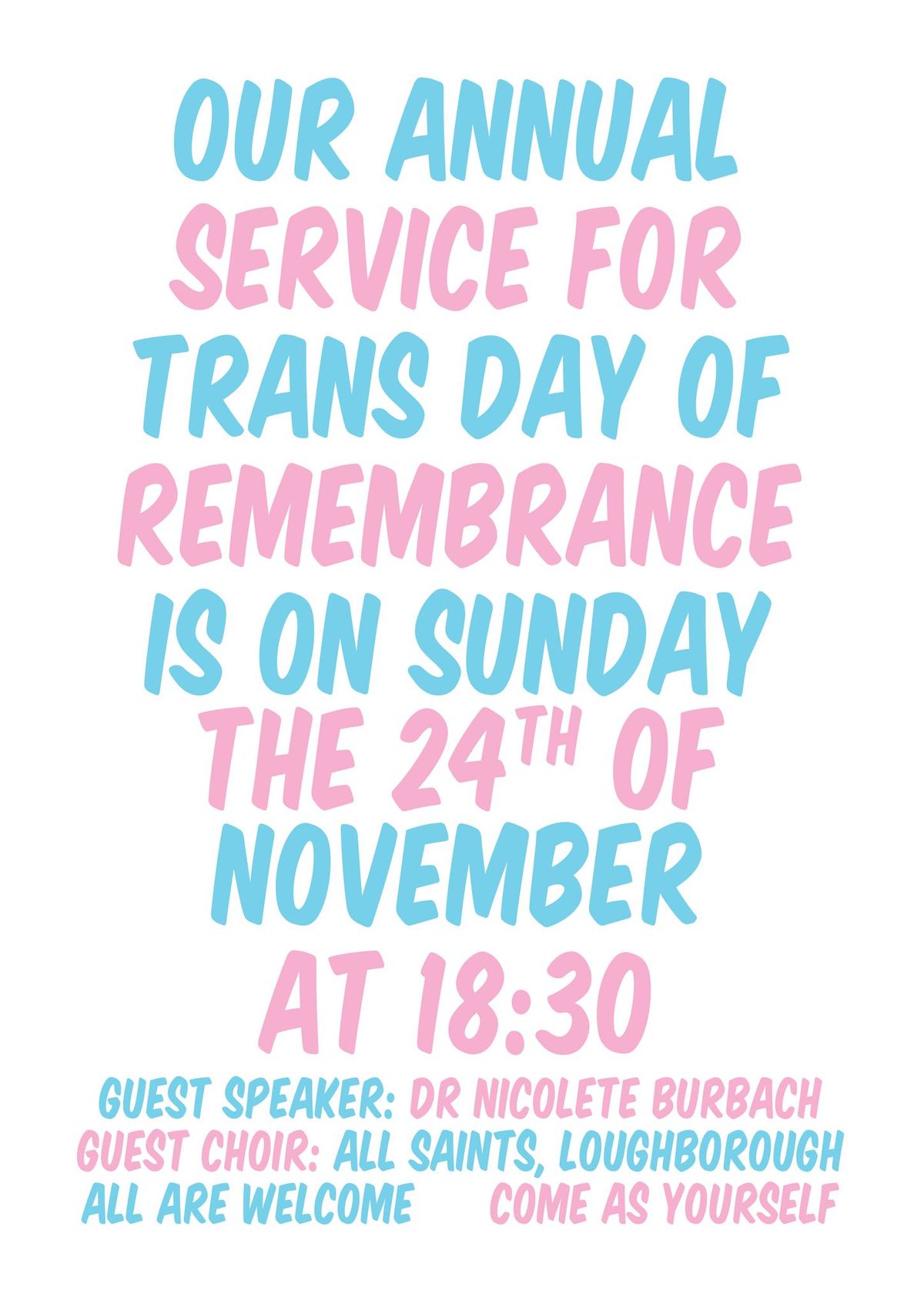 Eucharist to mark Transgender Day of Remembrance