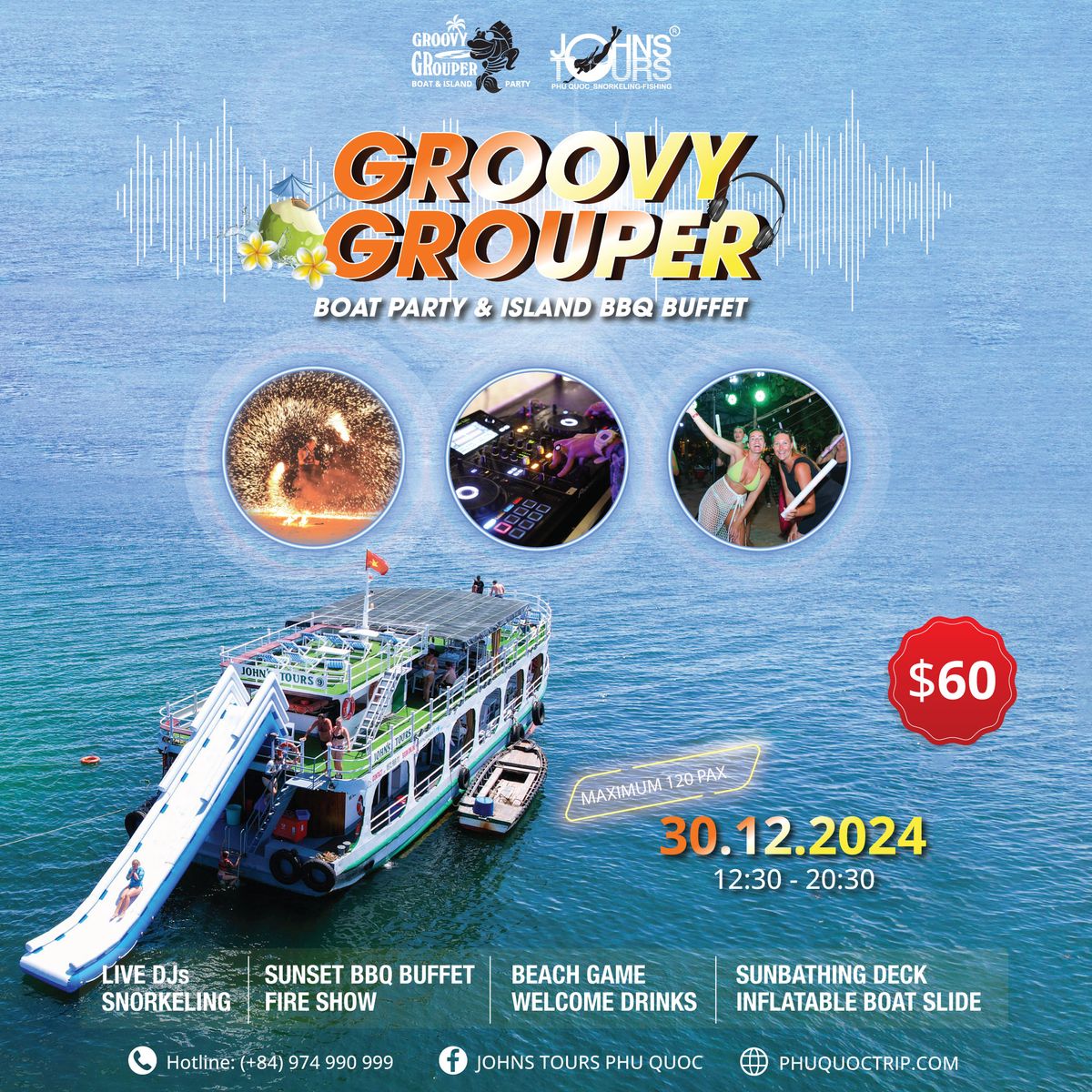 GROOVY GROUPER PH\u00da QU\u1ed0C - Boat Party & Island BBQ Buffet