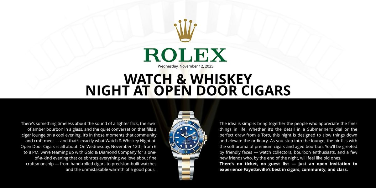 Watch & Whiskey Night at Open Door Cigars