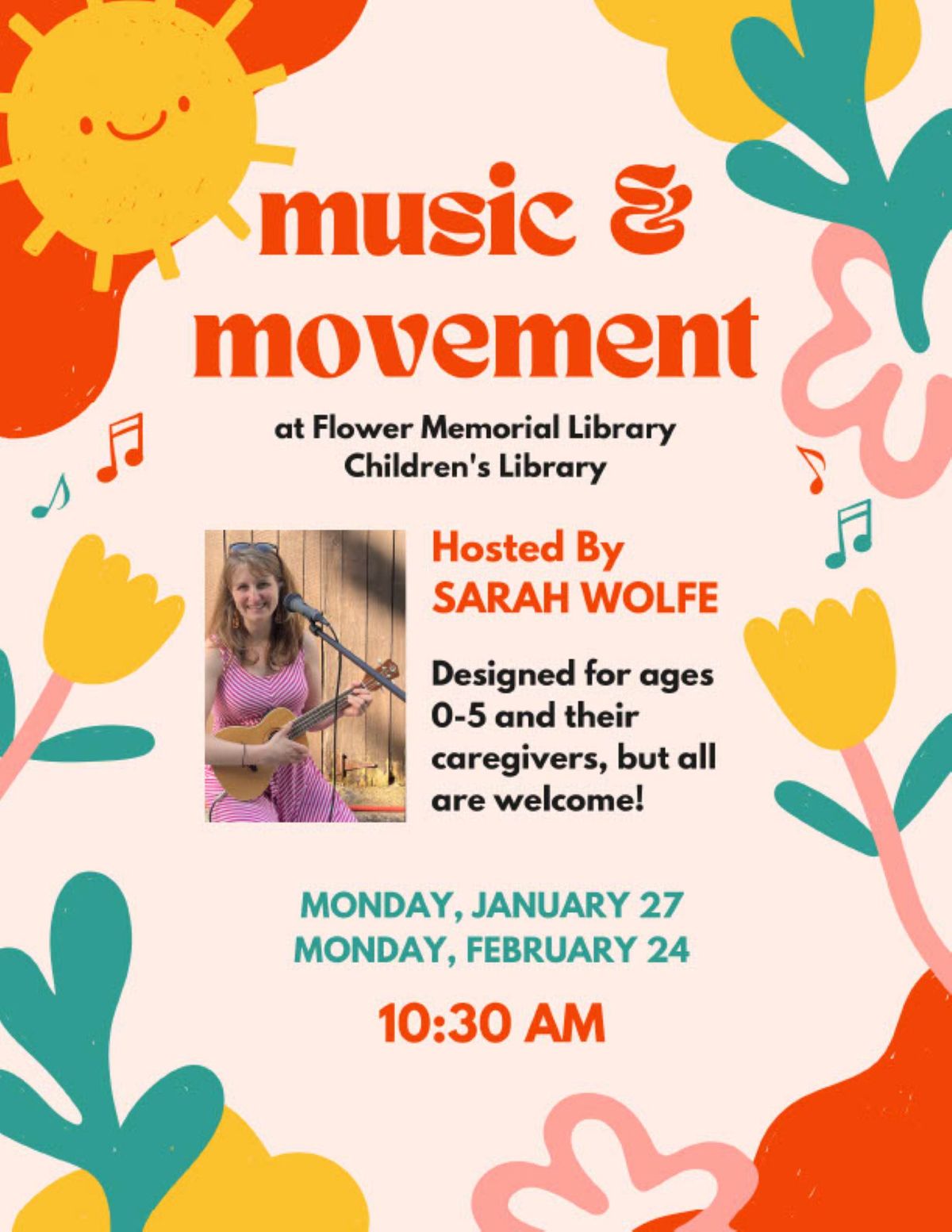 Ages 0-5 Music & Movement with Guest Sarah Wolfe