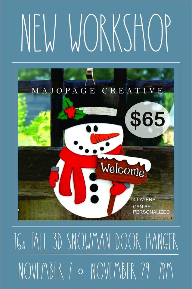 DIY Snowman Front Door Welcome Sign making class