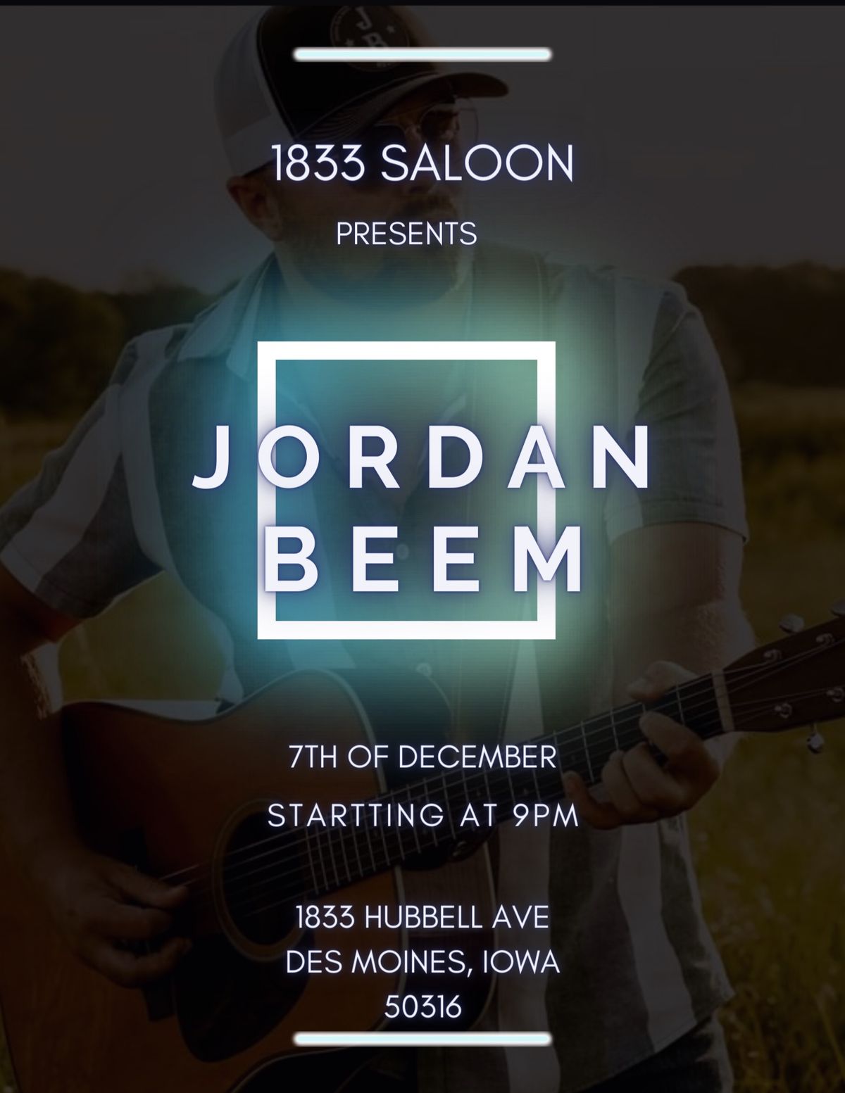 Jordan Beem! LIVE! At 1833 SALOON!