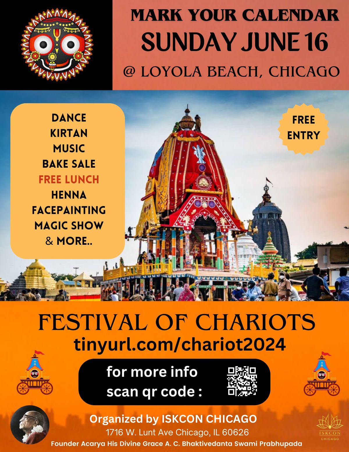 Festival of Chariots @ the beach - SUNDAY JUNE 16th - FREE ENTRY with FREE LUNCH