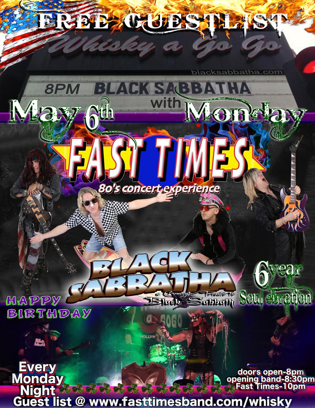 Black Sabbatha 6yr Soul'aversary with FAST TIMES the ultimate 80's experience