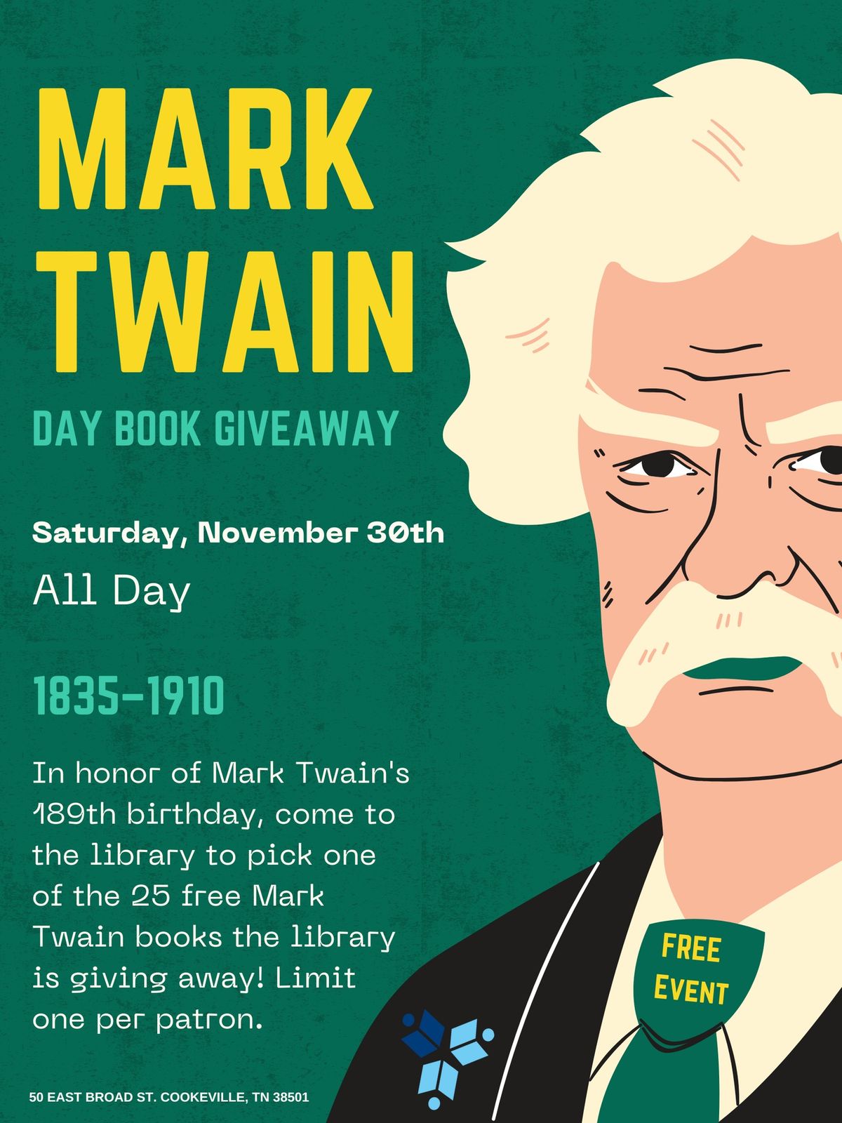 Mark Twain Day Book Giveaway