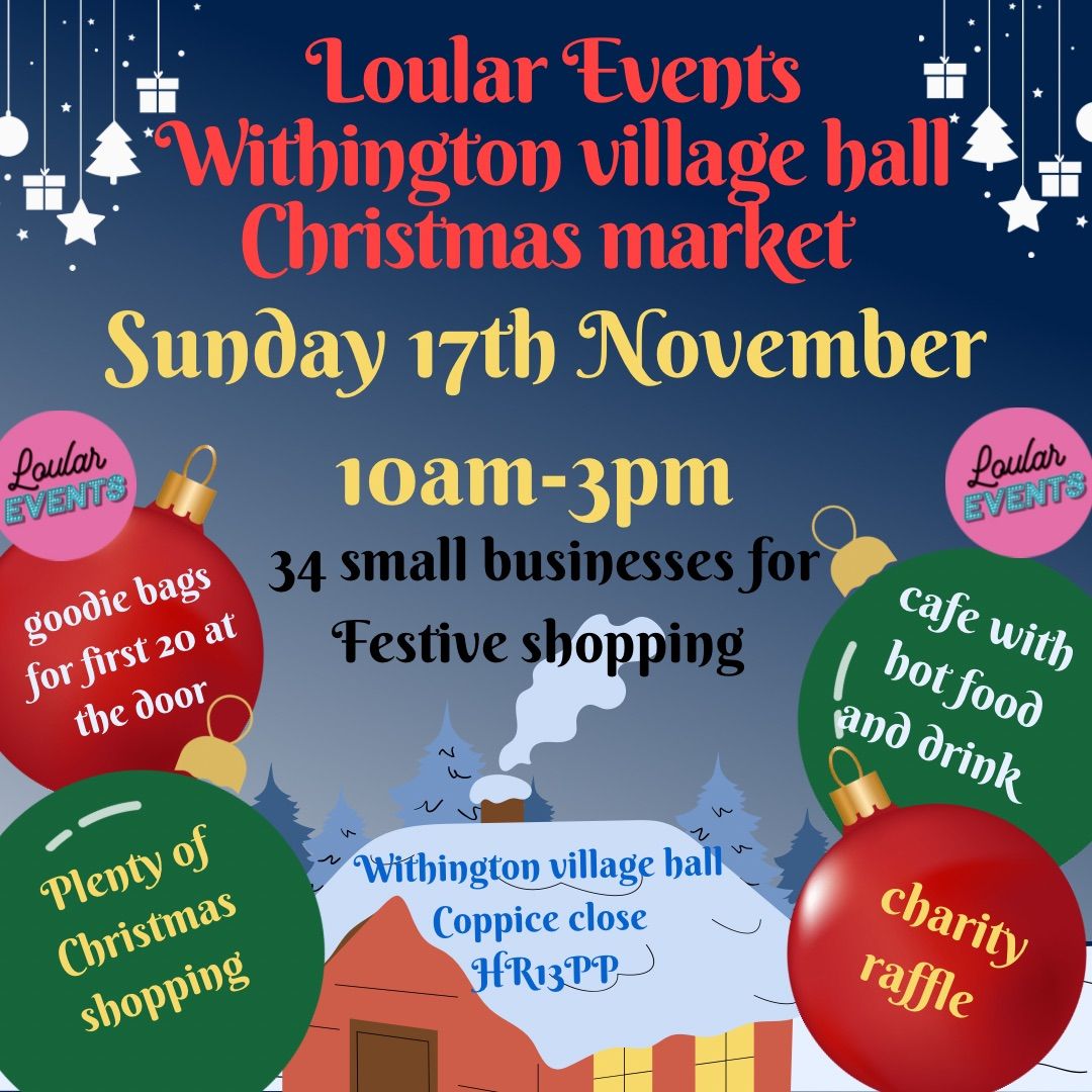 Withington village hall Christmas market Sunday 17th November 10-3pm 