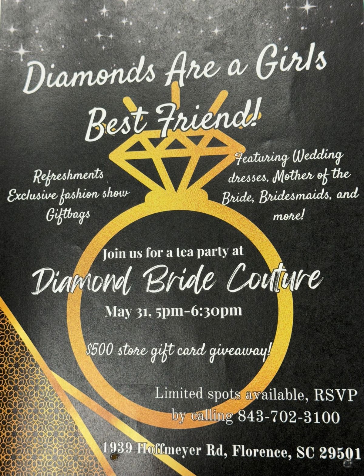 Diamond bride couture tea party \u201cDiamonds are a girl\u2019s best friend\u201d