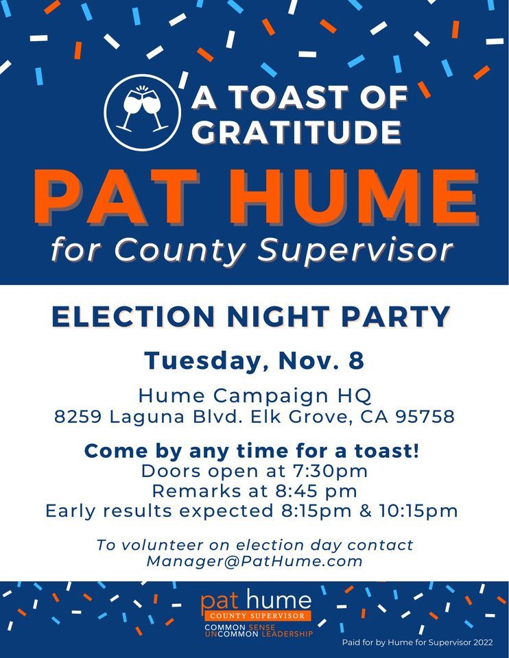 A Toast of Gratitude: Pat Hume Election Night Party