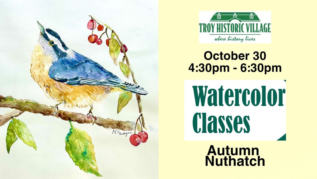 Fall Watercolor Classes: Autumn Nuthatch