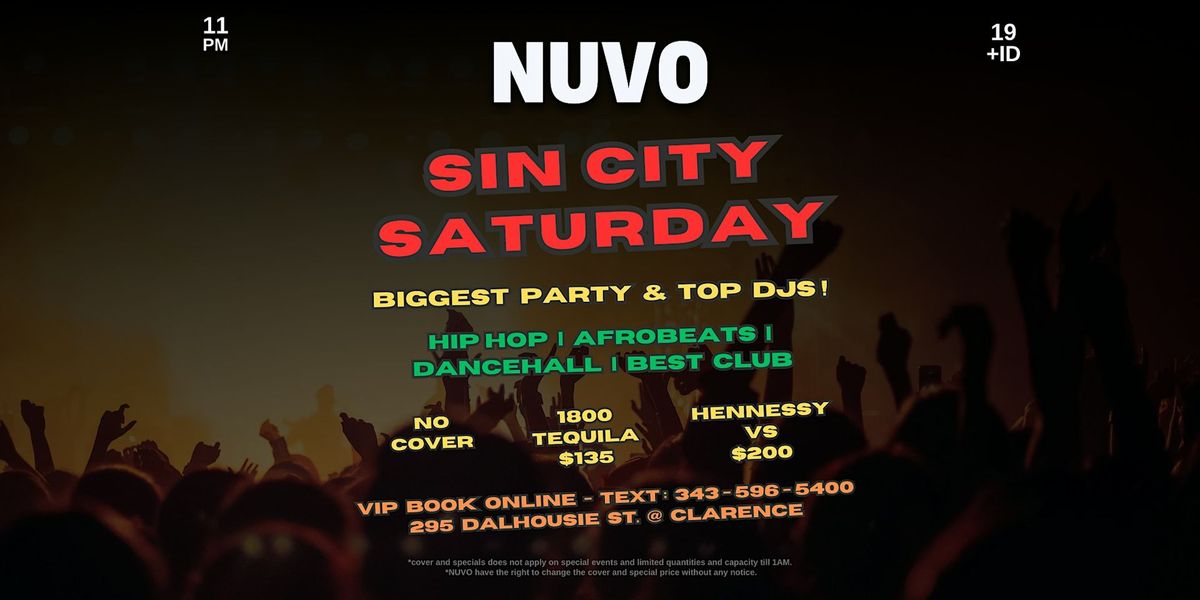 SIN CITY SATURDAY @ NUVO  LOUNGE - OTTAWA BIGGEST PARTY & TOP DJS!