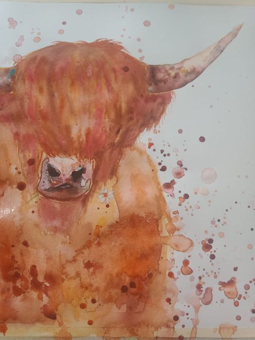 Highland Cow Watercolor, Luva Bella Winery, Lowellville, 17 June 2021