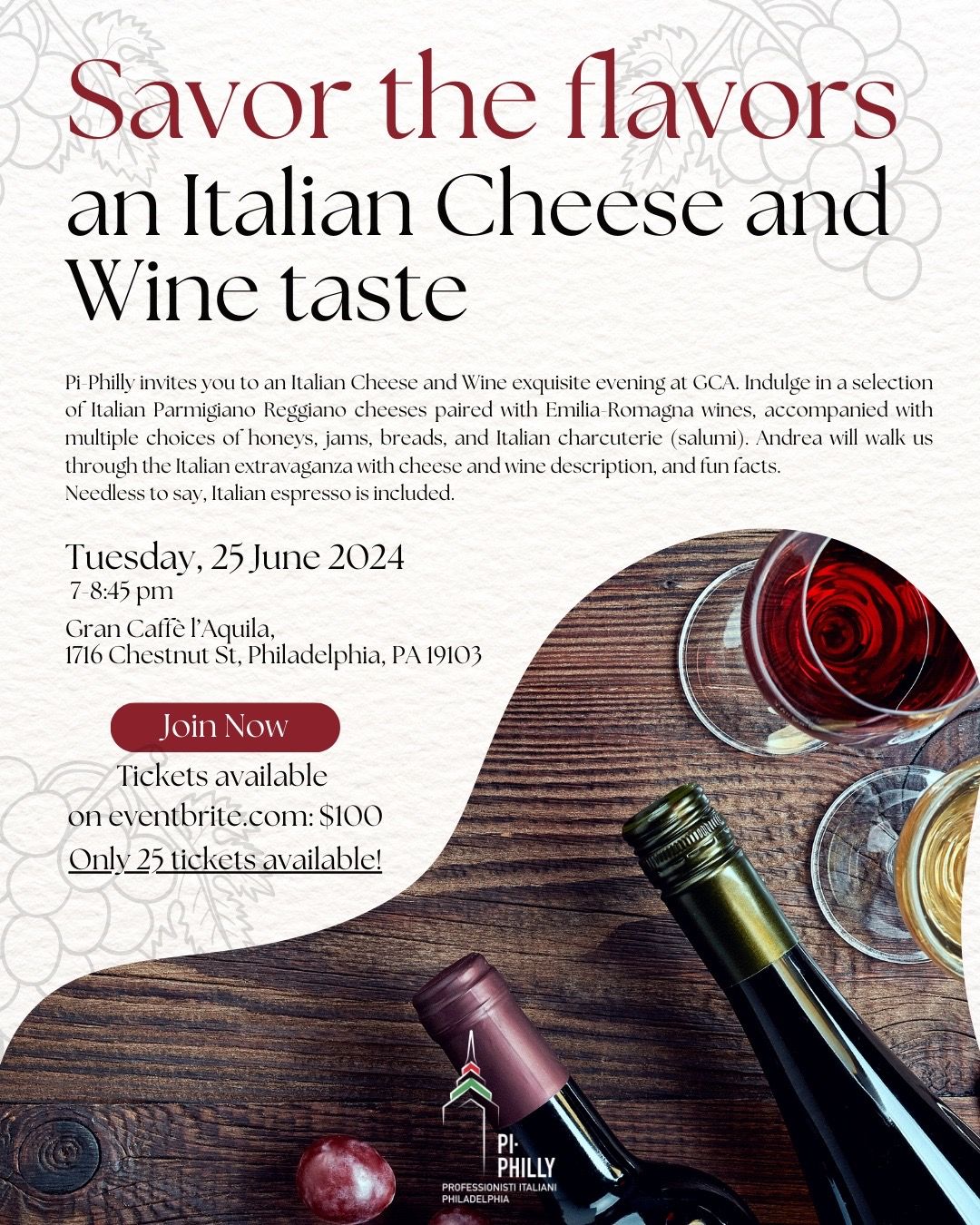 Savor the Flavors: an Italian Cheese and Wine taste