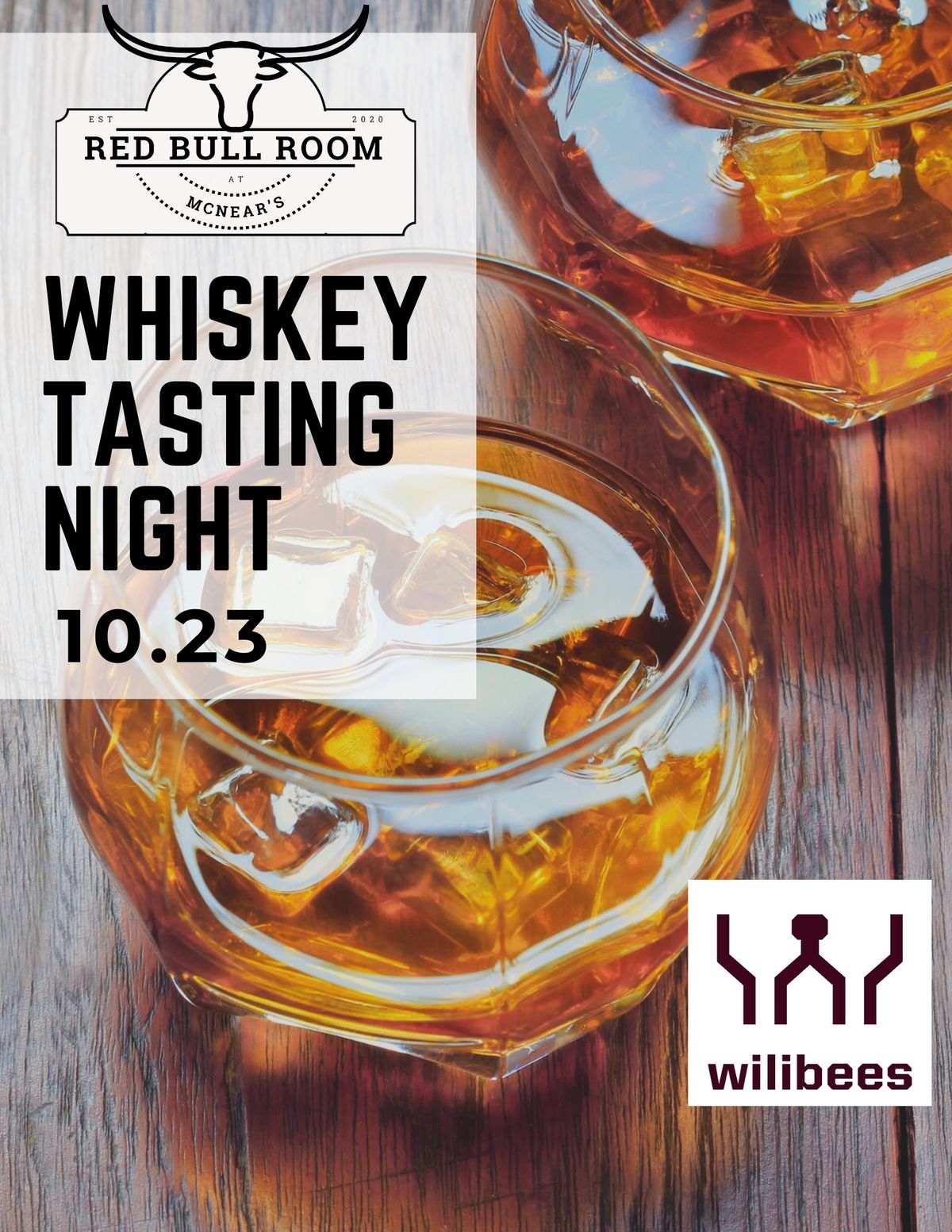 Whiskey Tasting Night in the upstairs Red Bull Room