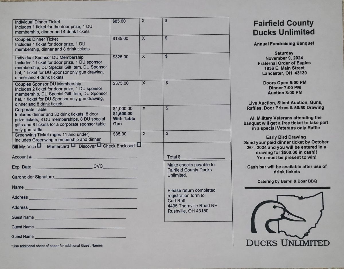 2024 Fairfield County Ducks Unlimited Banquet