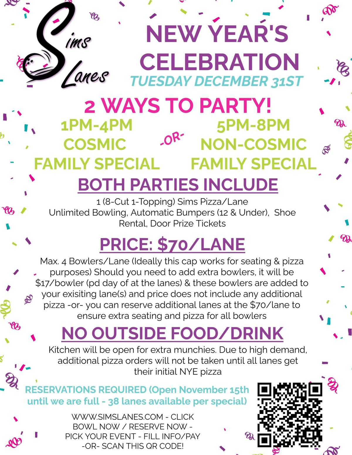 Sims Lanes New Year's Eve Celebration