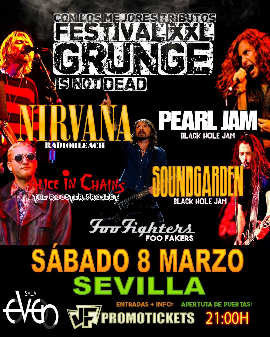 FESTIVAL GRUNGE XXL Nirvana\/Foo Fighters\/Pearl Jam\/Soundgarden\/alice in chains en SEVILLA