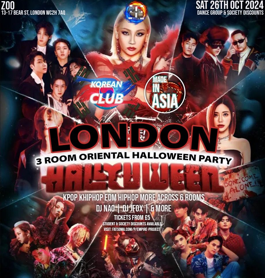 LONDON Oriental Halloween Party: Hallyuween Edition | KPop HipHop EDM | 3 Rooms | Tix Only |26\/10\/24