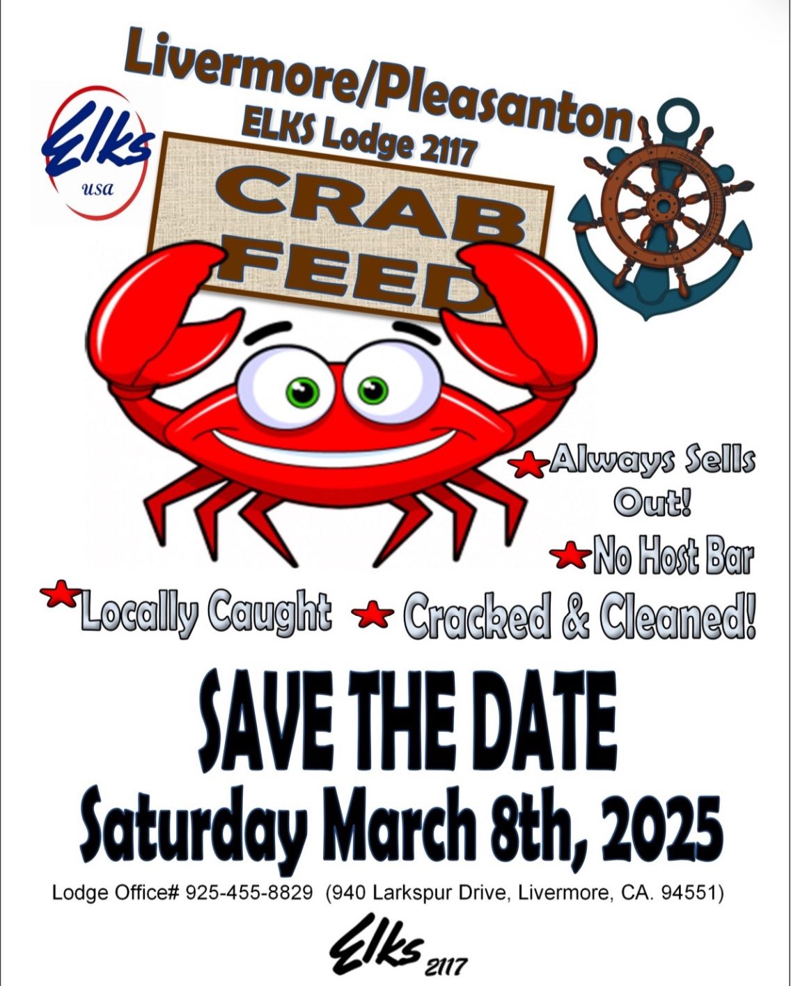 Livermore-Pleasanton Elks Lodge #2117 Crab Feed