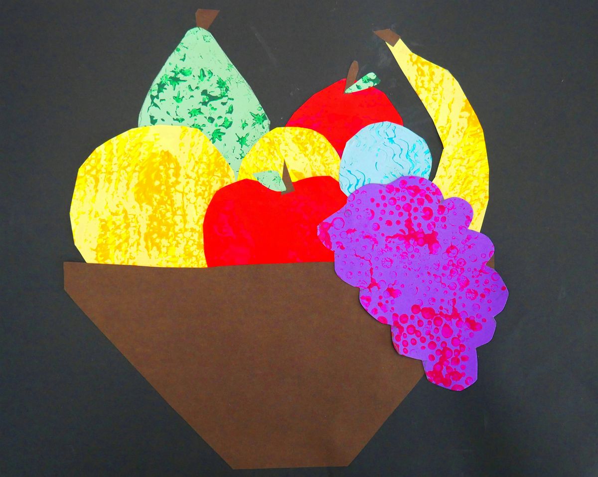 Paper Collage Fruit Bowl (collage) for 5\u20138-year-olds