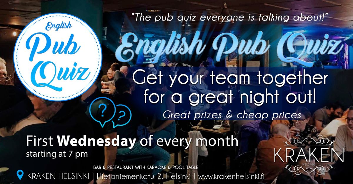 English Pub Quiz | -15% discounts during the quiz