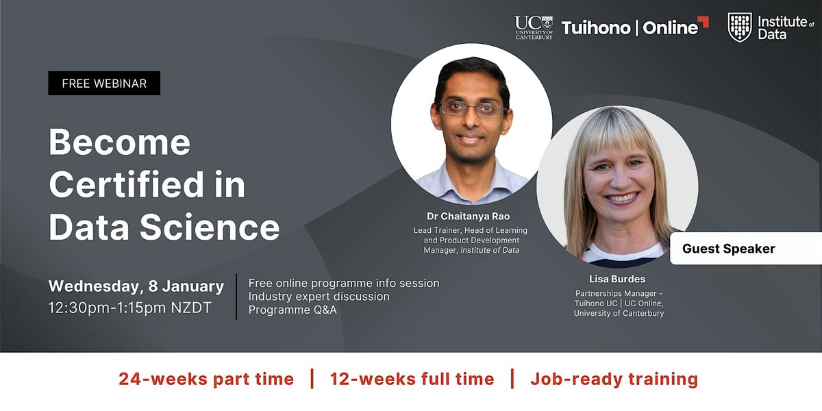 Webinar - UC Online Data Science Programme Info Session: January 8, 12:30pm