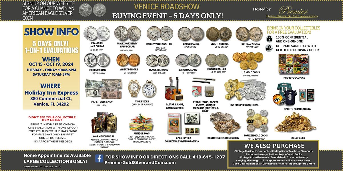 Venice, FL ROADSHOW: Free 5-Day Only Buying Event!