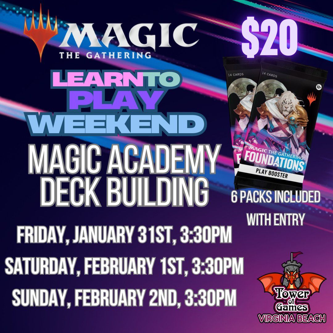 Sunday Magic Academy Learn how to Deck Build at Tower of Games Virginia Beach