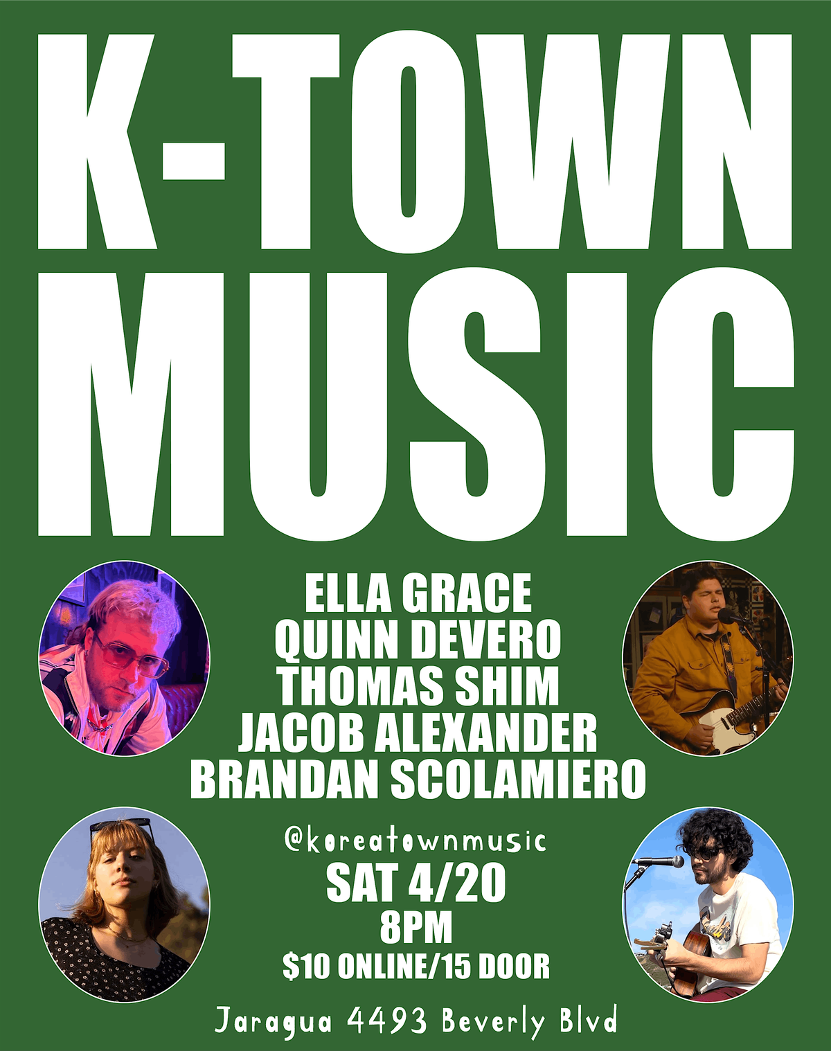K-town Music at Jaragua. SAT 4\/20 at 8pm. LIVE MUSIC