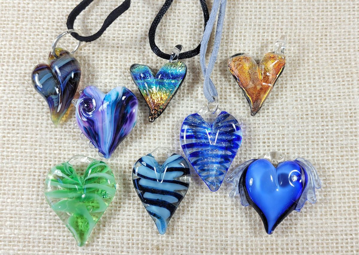 Flameworked Glass Pendants and Hearts